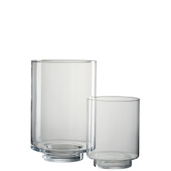 Photophore en verre transparent 23x23x35 cm