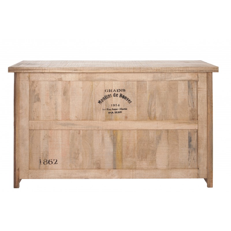 Bar 3 tiroirs et étagères en bois naturel 180.5x55x104.5 cm
