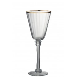 Vaso de vino con borde dorado de vidrio transparente de 24 cm de altura