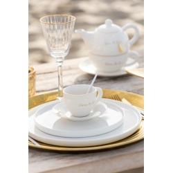 Verre à vin avec bord doré en verre transparent H24cm