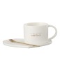 Taza con platillo en forma de corazón y cuchara de porcelana blanca 18x14x6cm Taza con platillo en forma de corazón y cuchara de porcelana blanca 18x14x6cm