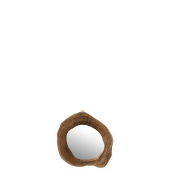 Miroir irregulier en teck naturel marron