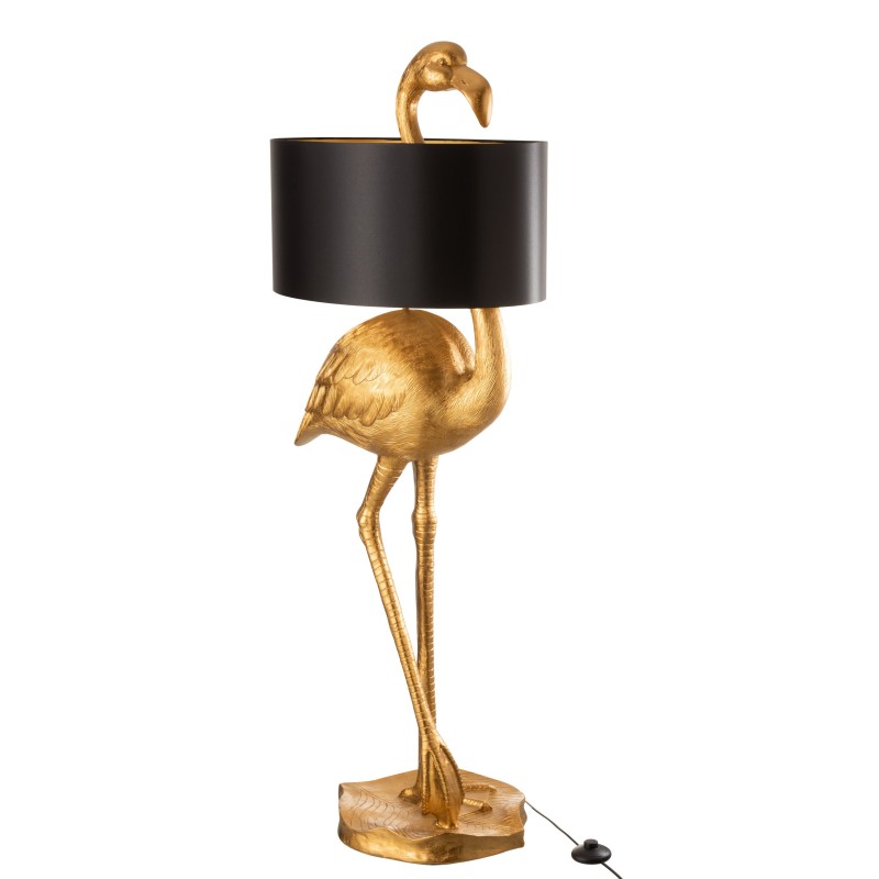 LAMPE FLAMANT ROSE RESINE OR/NOIR