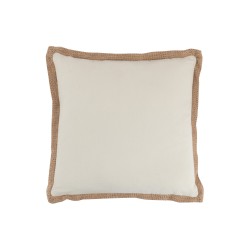 Coussin carré bord tissage beige 49x49cm - Coussin d'extérieur