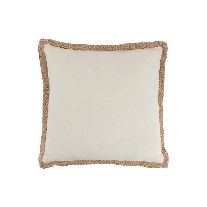 Coussin carré bord tissage beige 49x49cm - Coussin d'extérieur