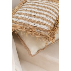 Cojín cuadrado con borde tejido beige de 49x49cm - Cojín para exteriores