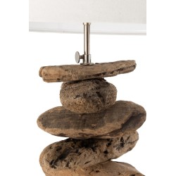 Lampada con paralume e base in pezzo di legno naturale 42x42x90 cm