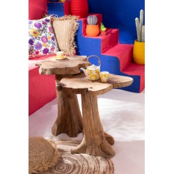 Tapis rond en bois naturel 79x79x1 cm