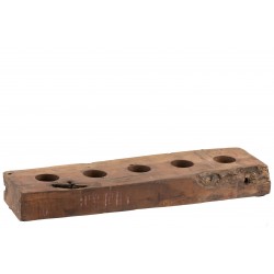 Bloque de 5 portavelas de madera marrón de 58x10x8 cm