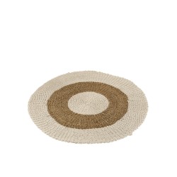 Tapis naturel rond zostère en bois blanc 120x120x1 cm