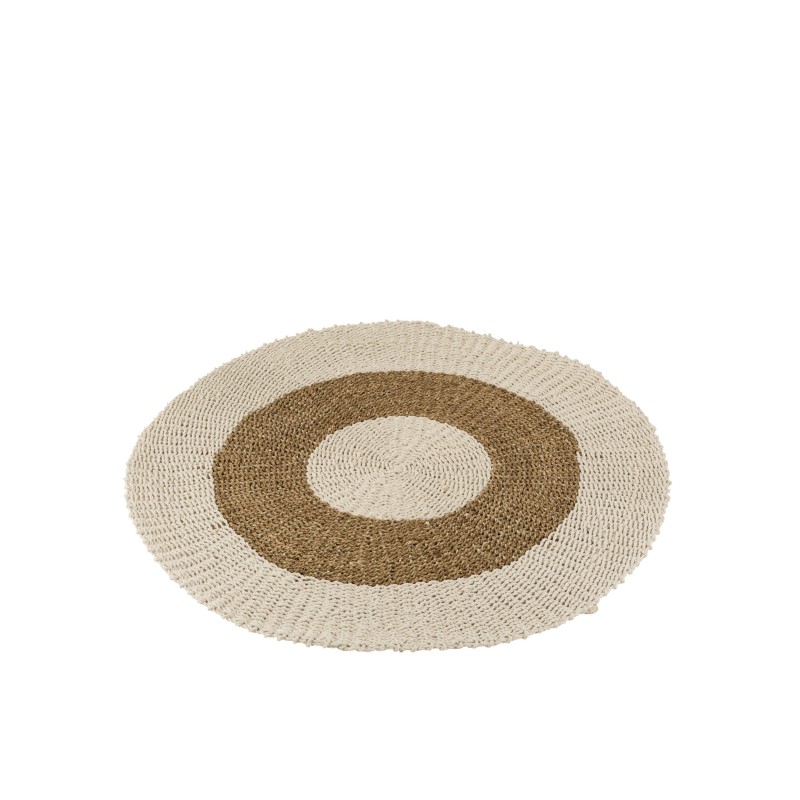 Tapis naturel rond zostère en bois blanc 120x120x1 cm