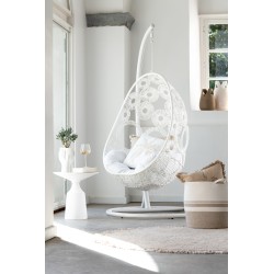 Silla colgante de aluminio blanco 113x103x197 cm