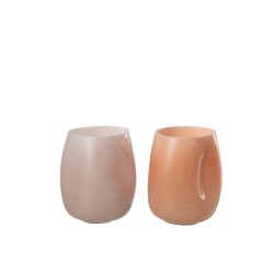 Set de 2 photophores à bosses en verre multicouleur 14x14x17 cm