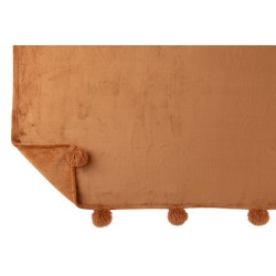 Manta con pompones de poliéster óxido 173x126cm