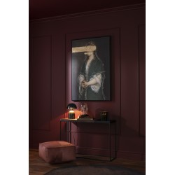 Pouf en Cuir Rouge 50x50x32cm
