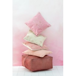 Pouf en Cuir Rouge 50x50x32cm