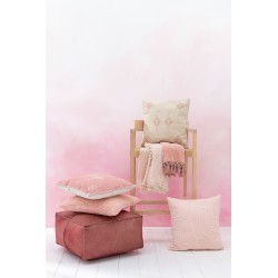 Pouf en Cuir Rouge 50x50x32cm