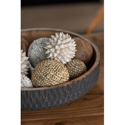 Boule de coquillage en Pierre blanc 8x8x8 cm