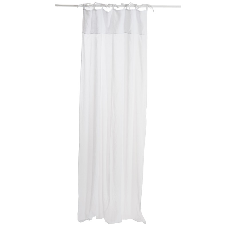 Cortina de voile em algodão e linho branco 140x290cm Cortina de voile em algodão e linho branco 140x290cm