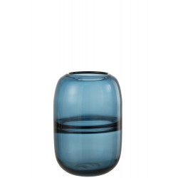 Vase en verre bleu 13.5x13.5x20 cm