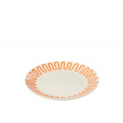 Assiette plate en porcelaine orange 22x22x3 cm