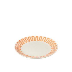 Plato llano de porcelana naranja de 22x22x3 cm