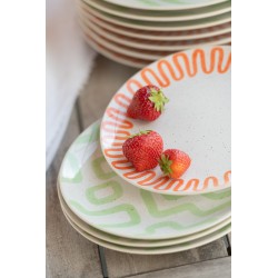 Assiette plate en porcelaine orange 22x22x3 cm