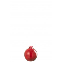 Jarrón de vidrio rojo en forma de bola de 16x16x18 cm