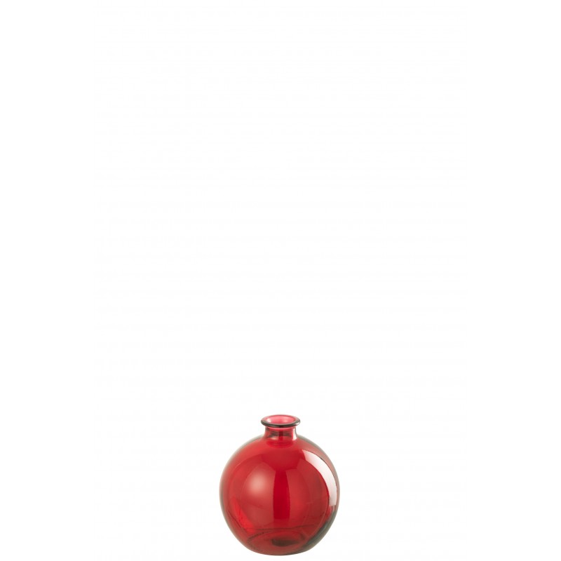 Vase boule en verre rouge 16x16x18 cm