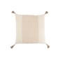 Coussin carré avec pompons en coton beige 45x45cm - Coussin d'extérieur Coussin carré avec pompons en coton beige 45x45cm - Coussin d'extérieur