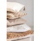 Coussin carré avec pompons en coton beige 45x45cm - Coussin d'extérieur Coussin carré avec pompons en coton beige 45x45cm - Coussin d'extérieur