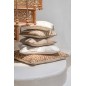 Coussin carré avec pompons en coton beige 45x45cm - Coussin d'extérieur Coussin carré avec pompons en coton beige 45x45cm - Coussin d'extérieur