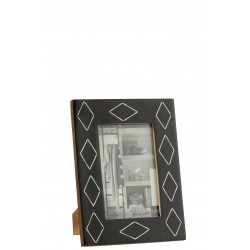 Cadre rectangle avec losange pour photo en résine noire 16x22cm