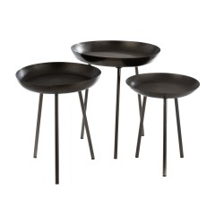 Set de 3 tables gigognes en métal gris 52x52x58 cm