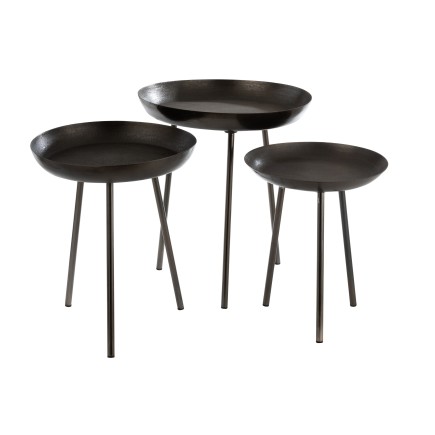Set de 3 tables gigognes en métal gris 52x52x58 cm