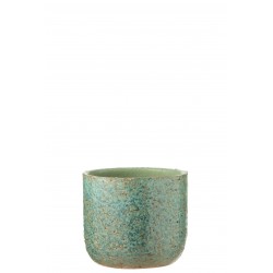 Cachepot de cerámica verde de 18.5x18.5x16 cm