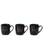 Lot de 3 mugs en céramique noire et or H10cm Lot de 3 mugs en céramique noire et or H10cm