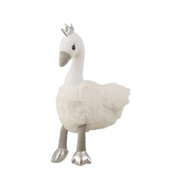 Decoración de cisne en textil blanco 24x20x40 cm