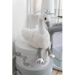 Decoración de cisne en textil blanco 24x20x40 cm