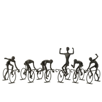 Set de 6 cyclistes en résine noir 21x12.5x27 cm