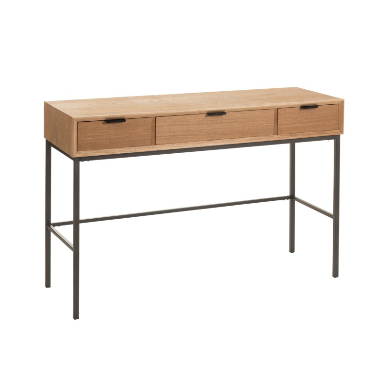 Console avec 3 tiroirs en bois naturel 120x41x78 cm