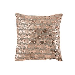 Coussin sequins en velours rose et gris 45x45cm