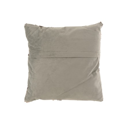 Coussin sequins en velours rose et gris 45x45cm