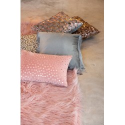 Coussin sequins en velours rose et gris 45x45cm