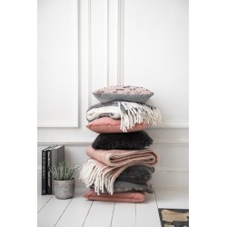 Coussin sequins en velours rose et gris 45x45cm
