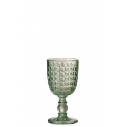 Vaso de vidrio con pie tipo cristal en relieve de 17x8x8 cm