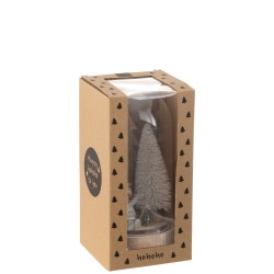 Campana de cristal navidad + led madera plata/blanco surtido de 2 Alt. 20 cm