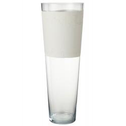 Vase avec ligne en verre blanc 25x25x70 cm