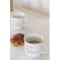 Lot de 2 mugs avec inscription family et home en céramique blanche et or H9cm Lot de 2 mugs avec inscription family et home en céramique blanche et or H9cm