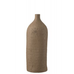 Vase col bouteille en céramique marron 14x14x40 cm